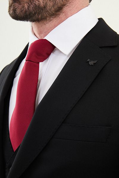 Mcr Straight Slim Fit Mono Collar Men's Suit Black - 45394.25Y