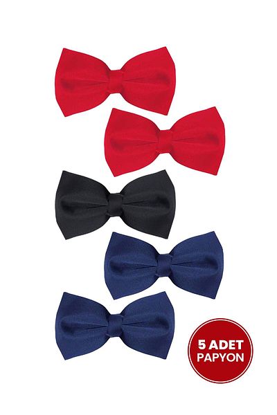 Tudors 5 Pack Red-Black-Navy Blue Men's Bow Ties