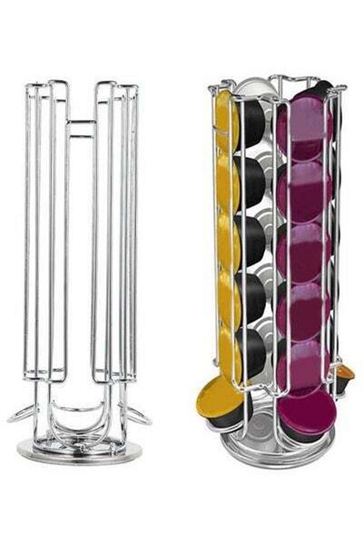 HALAMODO 25-Capsules Coffee Pod Stand Silver