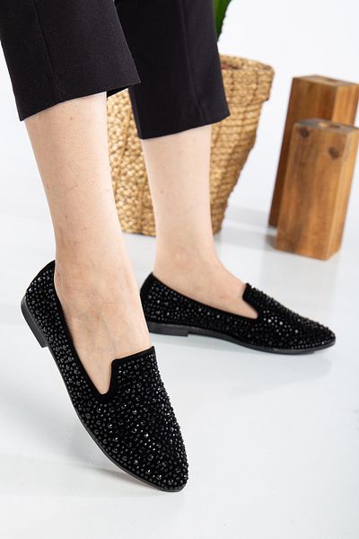 Jackers Black Stone Design Pantofi de zi cu zi pentru femei Balerini înalți Balerini pentru acasă în aer liber