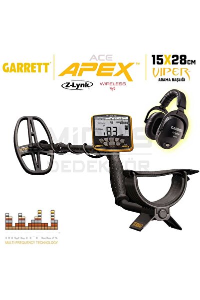 garrett Ace Apex Dedektör Viper Başlıklı (15x28cm) MS-3 Z-LYNK Kablosuz Kulak...