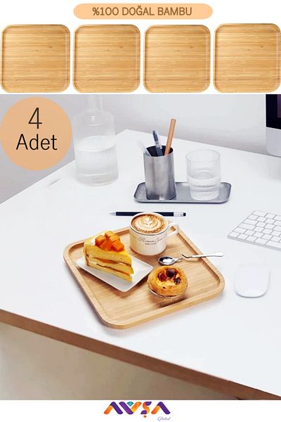 AVŞA Global Bamboo Square Serving Plate (20 X 20 cm)