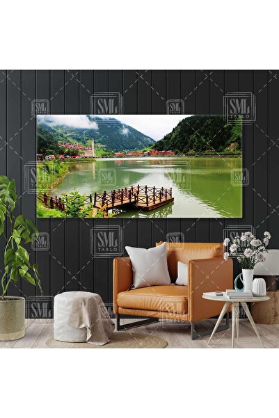 SML TABLO Trabzon Uzungöl Köyü Yayla Göl Manzarası Enine Yatay Kanvas Tablo