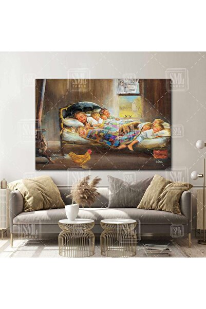 SML TABLO Ressam Dianne Dengel Home Sweet Home Mutlu Aile Mutluluğun Resmi Yatay Kanvas Tablo