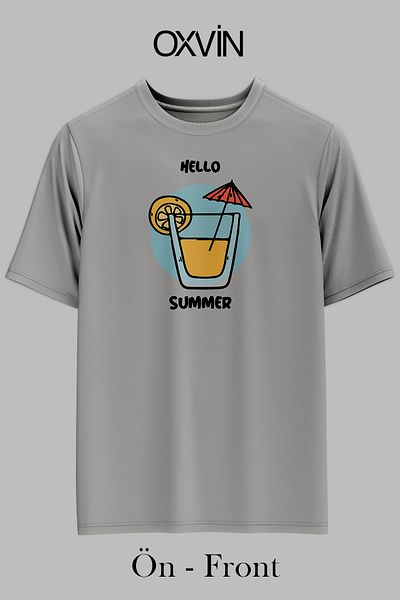 OXVİN HELLO SUMMER εμπριμέ OVERSIZED Unisex T-shirt (ΧΑΛΑΡΗ ΕΦΑΡΜΟΓΗ)