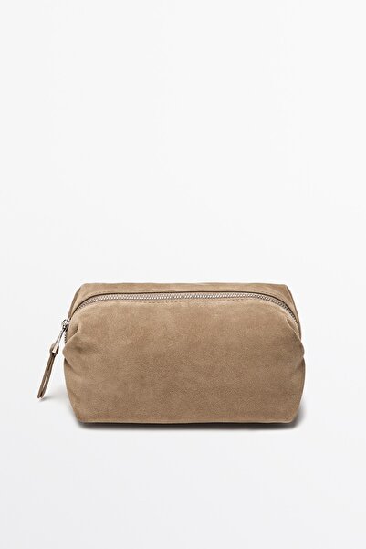 Massimo Dutti Süet deri makyaj çantası