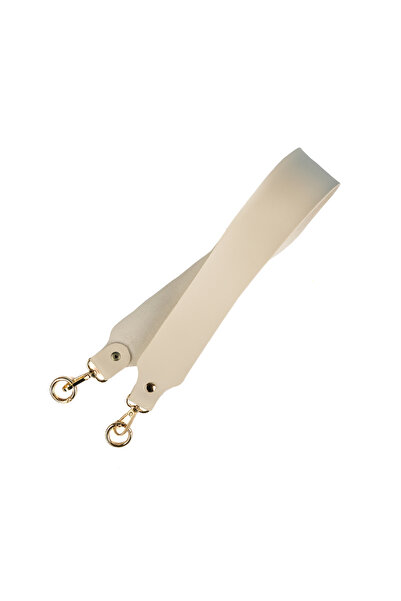 Prestij Boncuk Δερμάτινη Κρέμα Λαβής Τσάντας 60 cm με Χρυσή Μεταλλική Λεπτομέ...