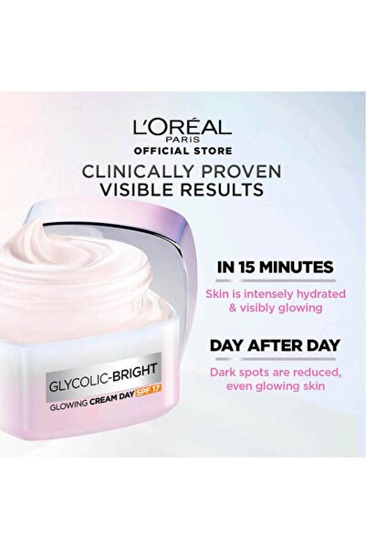 L'Oreal Paris كريم النهار المتوهج جليكوليك برايت من لوريال باريس مع عامل حماية من الشمس 17 50 مل