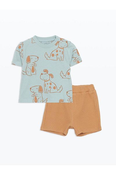 LC Waikiki Printed Baby Boy T-Shirt and Sweatpants 2-Piece Set (S5)
