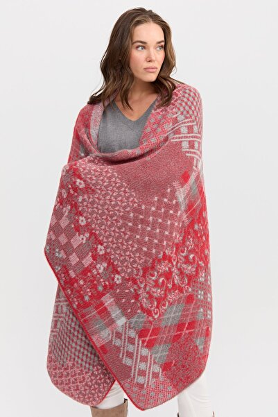 Desen Triko Women's Forty Patch Patterned Bearded Thread Large Shawl 11