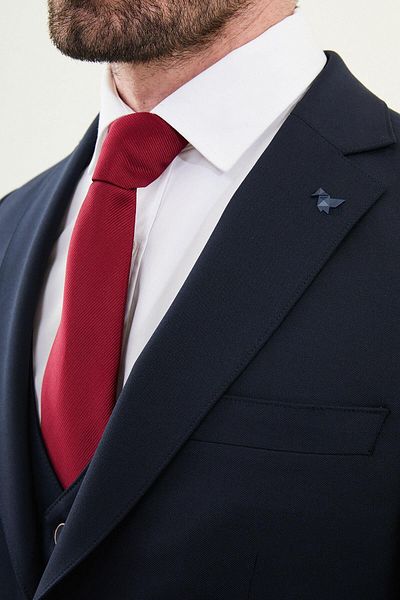 Mcr Straight Slim Fit Mono Collar Men's Suit Navy Blue - 45390.25Y