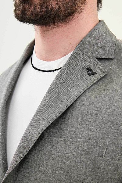 Mcr Melted Black Slim Fit Bag Pocket Mono Collar Linen Men's Jacket