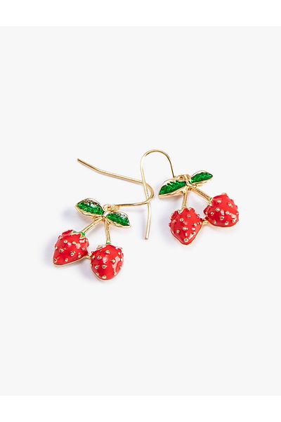 Koton Earrings Strawberry Natural Textured