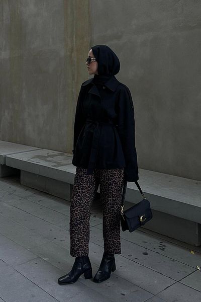 KADRİYE BAŞTÜRK Leopard Pattern Straight Cut Trousers