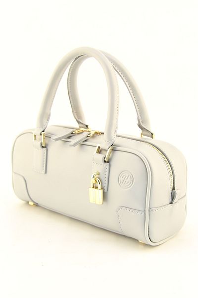 HNB Women's Gray Baguette Bag with Padlock
