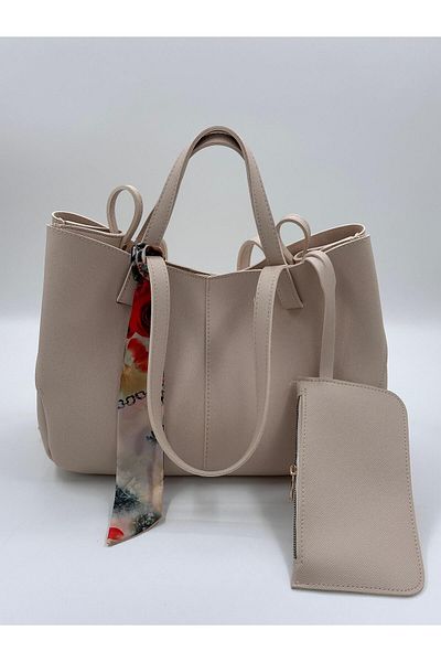 byFOX Fashion Geantă de mână și de umăr pentru femei cu eșarfă magnetică pe laterale Lățime 35 cm Lungime 25 cm Căptușit cu piele de căprioară