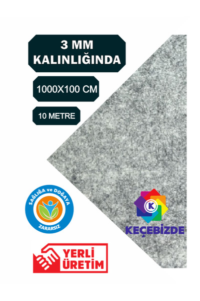 KeçeBizde KALIN KIRCILLI GRİ KEÇE 3 MM KALINLIĞINDA 10 MT