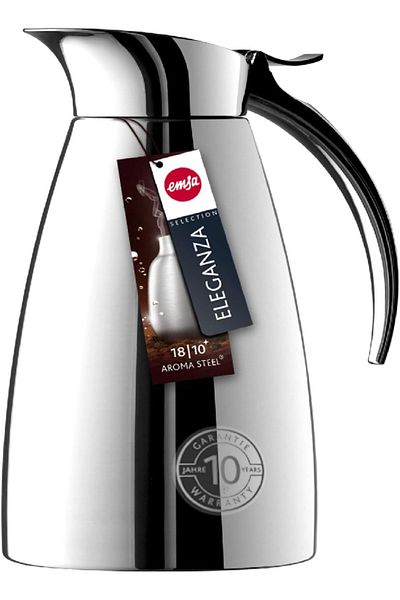 emsa Eleganza Vacuum Flask 0.6L, stainless steel, dishwasher safe, sleek design, durable build.