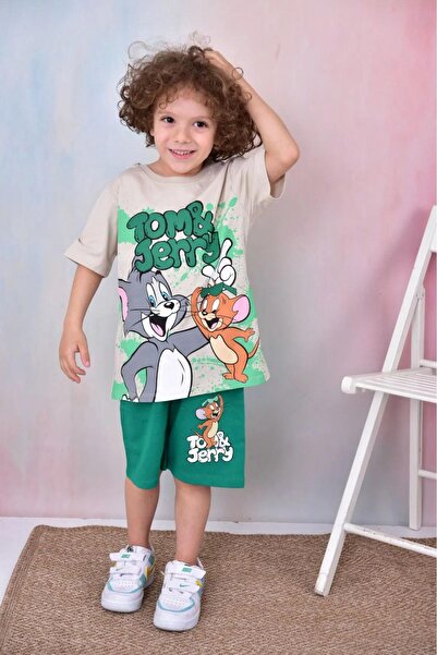 LİLLYPİCCA BOY'S TOM AND JERRY CHARACTER PATTERNED SHORTS COMBIN SET