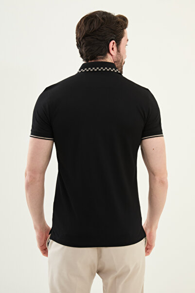 Mcr Ανδρικό μπλουζάκι από βαμβακερό γιακά πόλο με ίσιο λεπτό κομμένο σχέδιο μαύρο - 36853.25Y