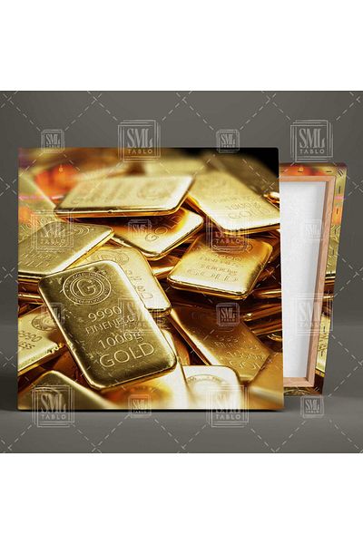 SML TABLO Gold Nuggets Gold Jeweler Decor Pictură pătrată pe pânză
