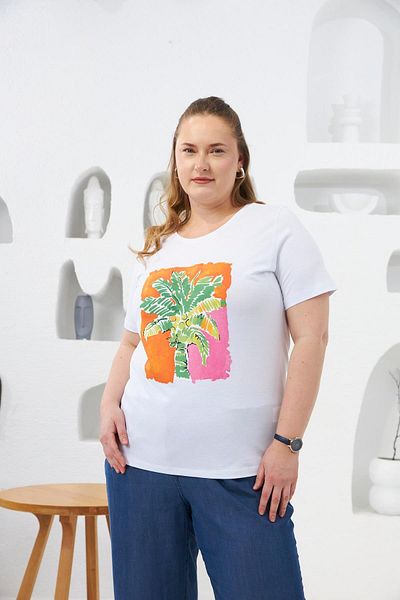 RMG Printed Plus Size T-Shirt White