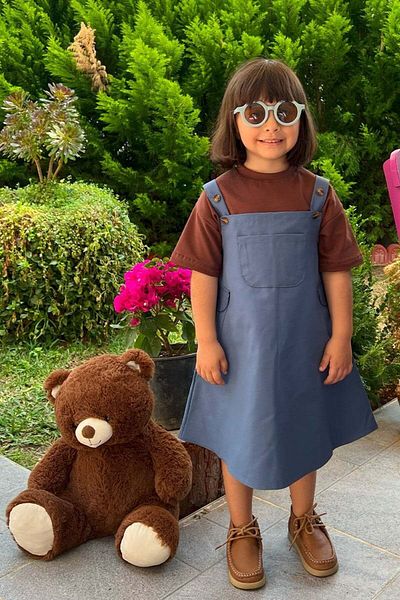 Ceylan Otantik Indigo Duck Linen Children's Skirted Salopet