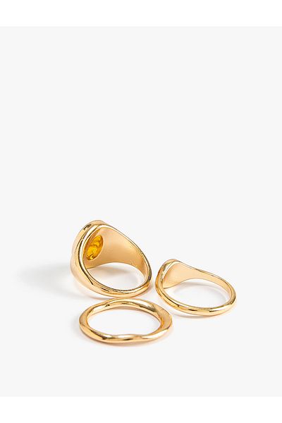 Koton Little Finger Ring Set 3 Piece Metal Stone