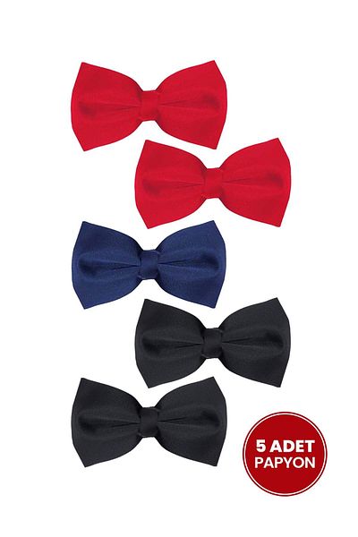 Tudors 5 Pack Red-Navy-Black Men's Bow Ties