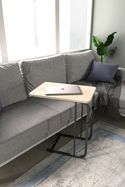 VİLİNZE Meltem Traverten Çok Amaçlı Metal C Sehpa