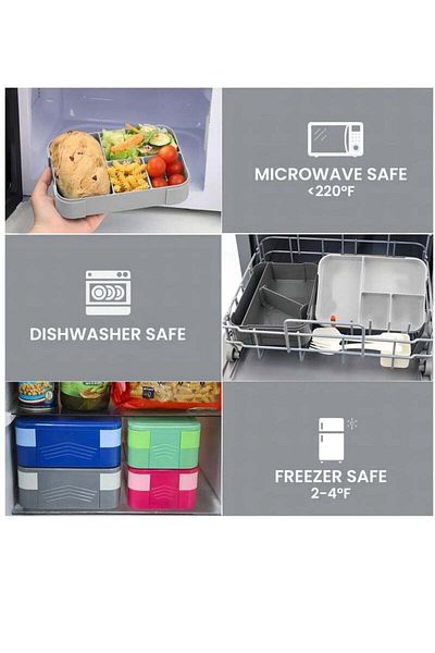 COOYA Portable Children's Lunch Box,Stackable,1550 ML,Leak Proof,6 Different Compartments,for school