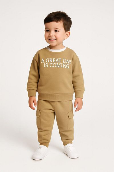 LUESS Boy's Top and Bottom 100% Cotton Text Printed Set (3-4 Years Old, 8-9 Years Old)