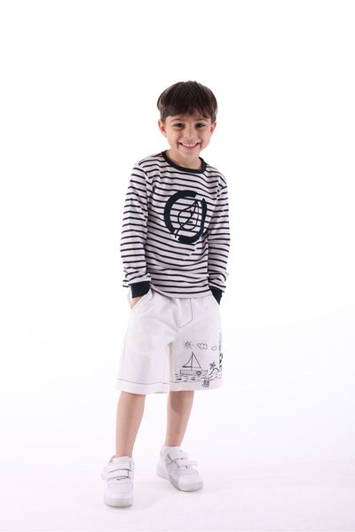 Ozmoz By Mukadder Özden Organic Canvas White Spring Boys Shorts
