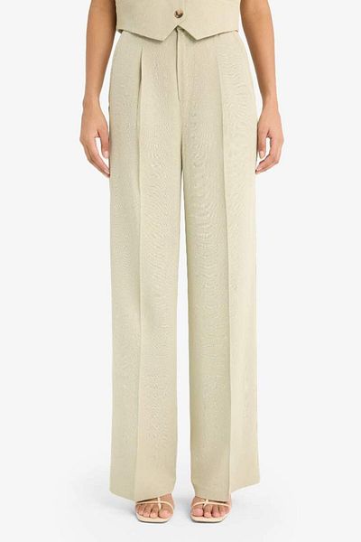 DeFacto Palazzo-Hose aus Leinenmischung mit weitem Bein, hohe Taille, weites, lockeres Bein, mit Taschen mit Bindeband A1922ax25sm