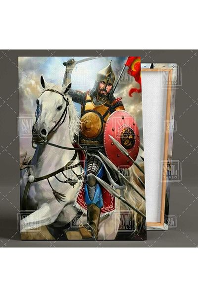 SML TABLO Sultan Alparslan Selçuklu Războinic turcesc nobil Pictură verticală pe pânză