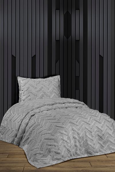 CANDAN ÇEYİZ Pompom Bohemian Single Gray Drape Bedspread Pike