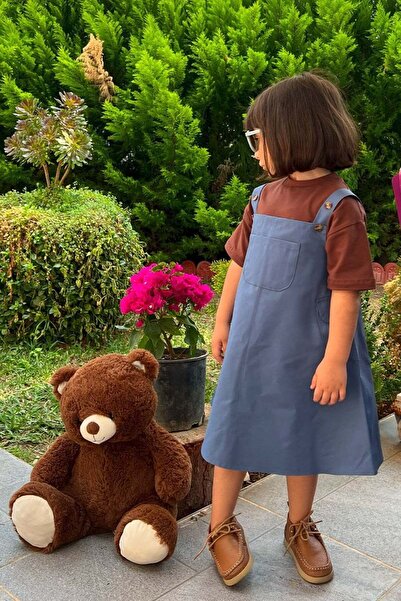 Ceylan Otantik Indigo Duck Linen Children's Skirted Salopet