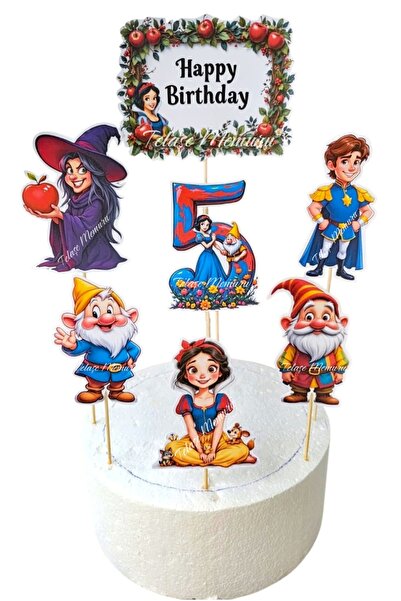 telaşe memuru Snow White Birthday Concept and Cake Topper - 5 Year Old Snow W...