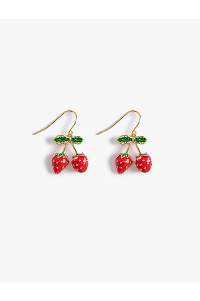Koton Earrings Strawberry Natural Textured