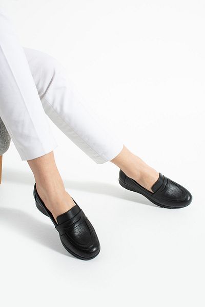 Getcho Hemper Women's Genuine Leather Black Casual Shoes