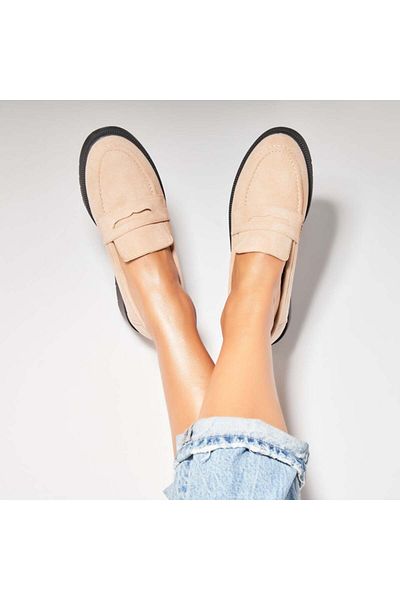 Joana Women's Casual Shoes Beige Made of Eco-Suede Leather Shaylin2