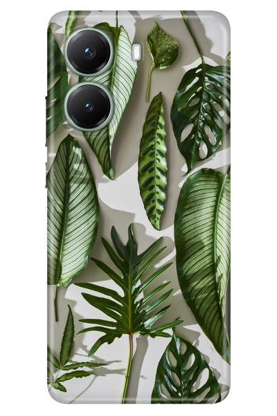 POCO Phone Case for X7 Pro Decorative Silicone Printed Cover 4D Green Leaves