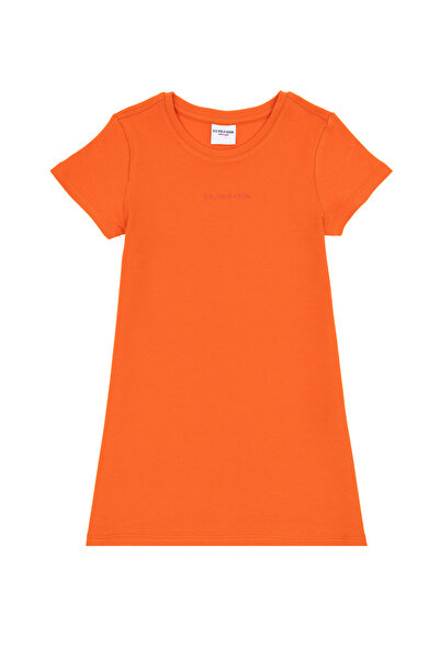 U.S. Polo Assn. Girls' Pomegranate Flower Crew Neck Short Sleeve Interlock Basic Knitted Dress 50306277-Vr039