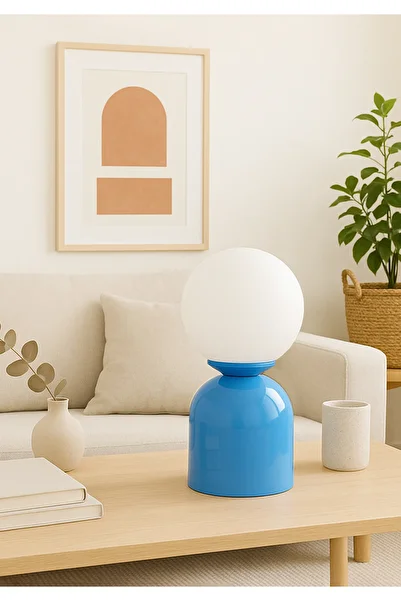 HOMİNG Homing Mounted Globe Glass Sky Blue Lampshade Table Lamp
