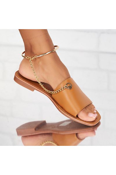 Joana Sandale fara Toc din Piele Ecologica dama Camel Khloe