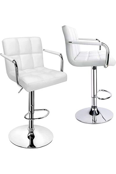MAPLE HOME DECORATION Power Pu Adjustable Hight Bar Stool Swivl Hydraulic Bar Armchair With Backrest 360° Upholstered Seat
