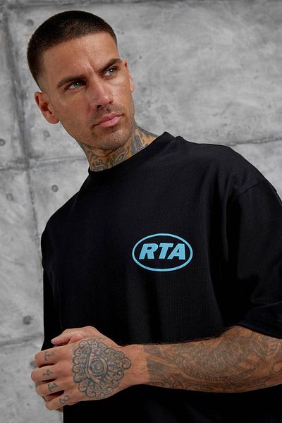 NOMARC Μαύρο μπλουζάκι Oversize με γραμμένο First Your Mind