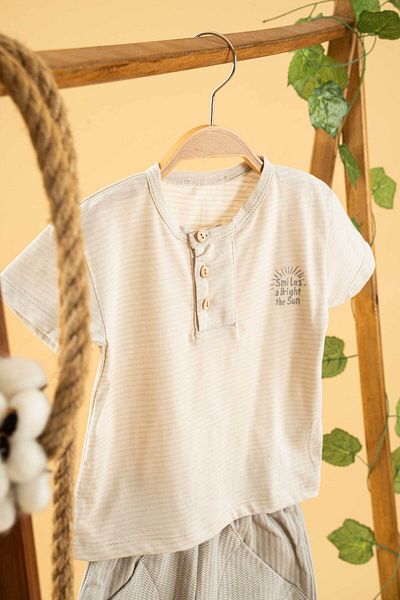 bombe Girl Boy Baby Kids Gray Shorts Casual Suit Natural Cotton Trend Fashion Bottom Top Suit