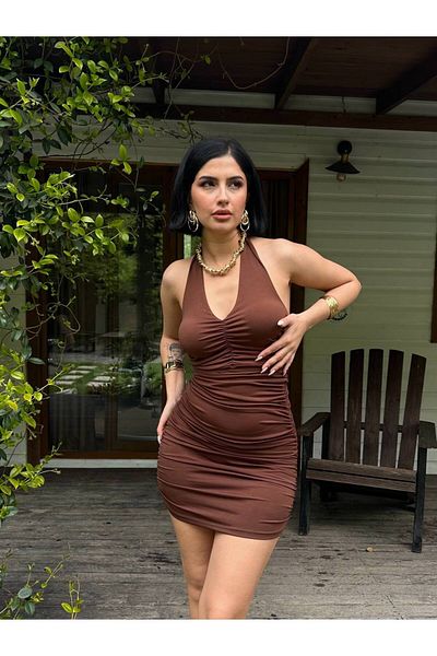 MY LİKA Halter Mini Dress with Cord