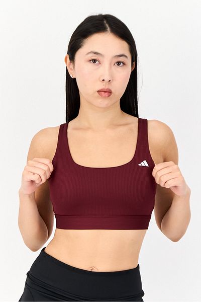 adidas Women Brand Logo Padded Sports Bra, Maroon